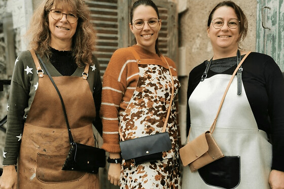 Atelier création sac banane Zaho en cuir à Montjean-sur-Loire